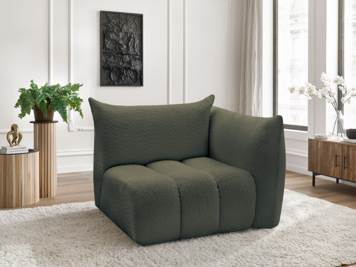 Chauffeuse 1 place avec accoudoir pour canapé modulable AZRA tissu bouclette