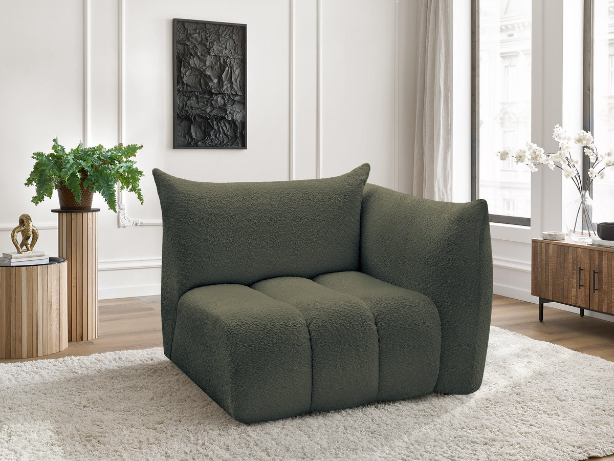 Chauffeuse 1 place avec accoudoir pour canapé modulable AZRA tissu bouclette