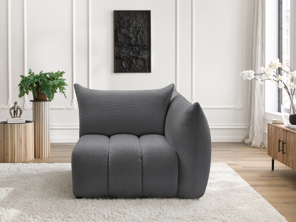 Chauffeuse 1 place avec accoudoir pour canapé modulable AZRA tissu bouclette