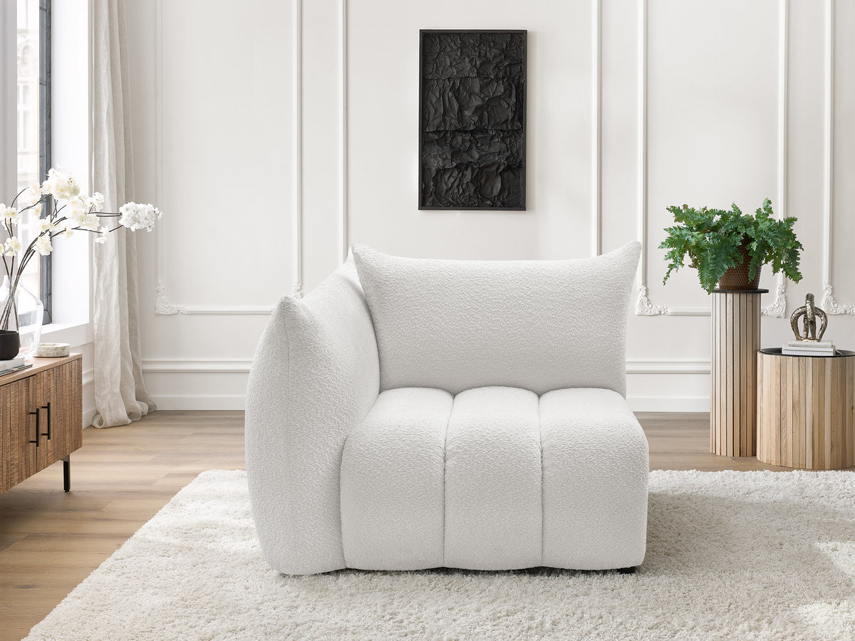 Chauffeuse 1 place avec accoudoir pour canapé modulable AZRA tissu bouclette