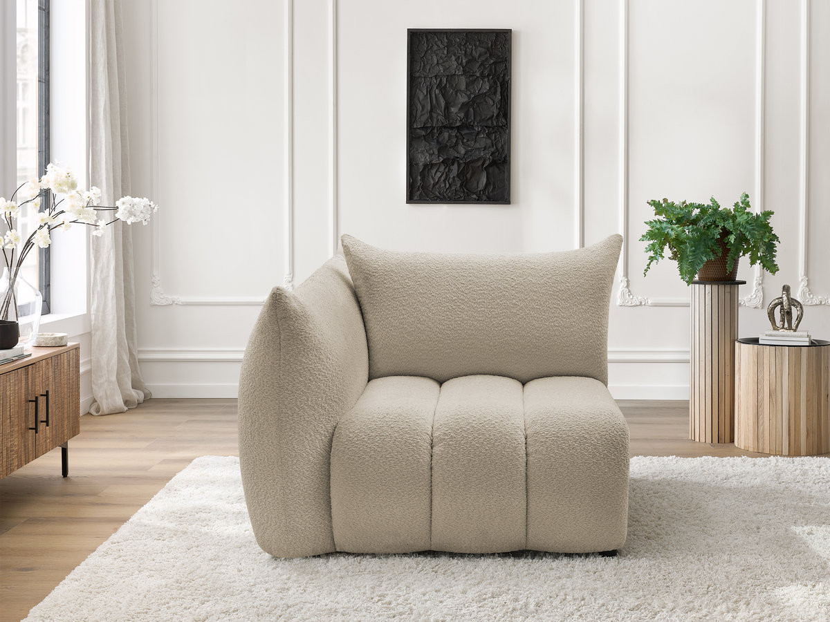Chauffeuse 1 place avec accoudoir pour canapé modulable AZRA tissu bouclette