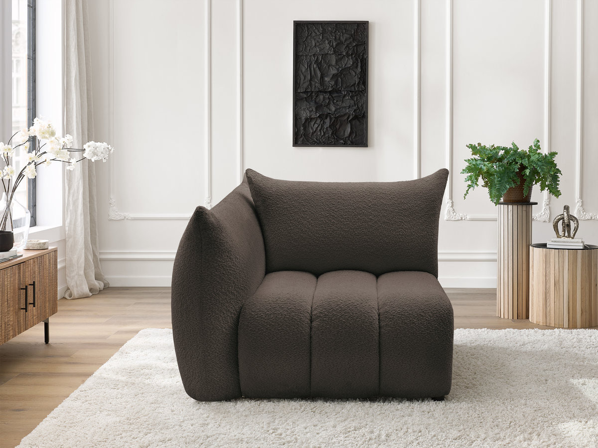 Chauffeuse 1 place avec accoudoir pour canapé modulable AZRA tissu bouclette