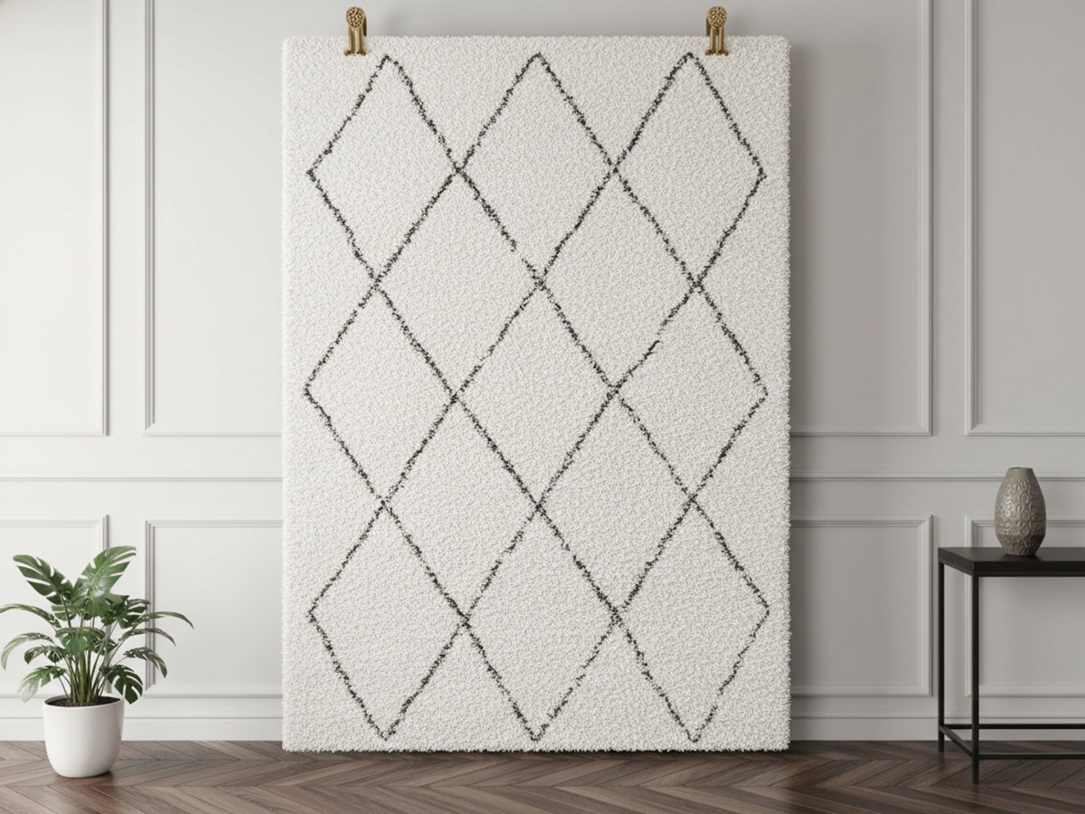 RENAUD langpolig vloerkleed met grafische patronen