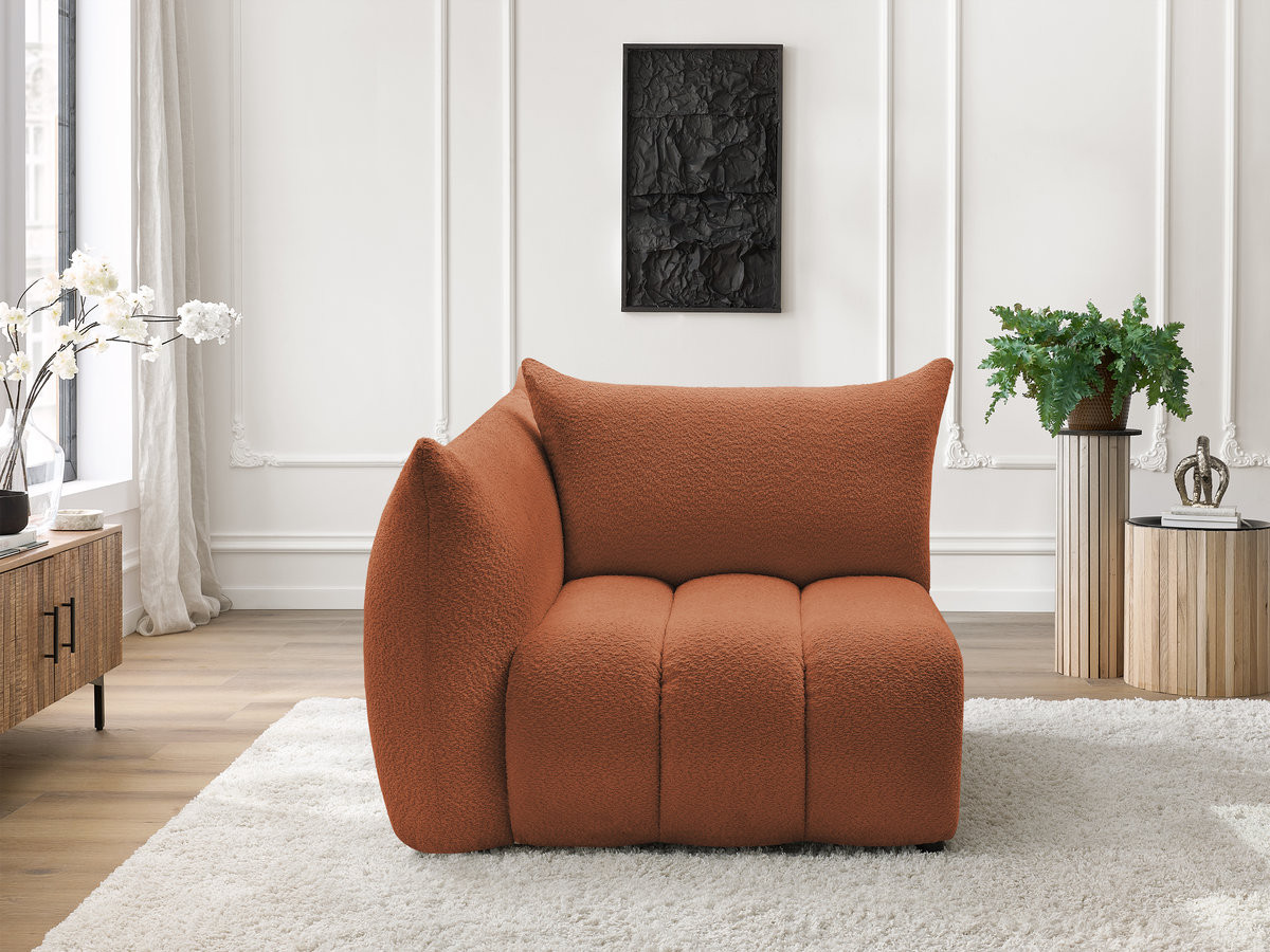 Chauffeuse 1 place avec accoudoir pour canapé modulable AZRA tissu bouclette