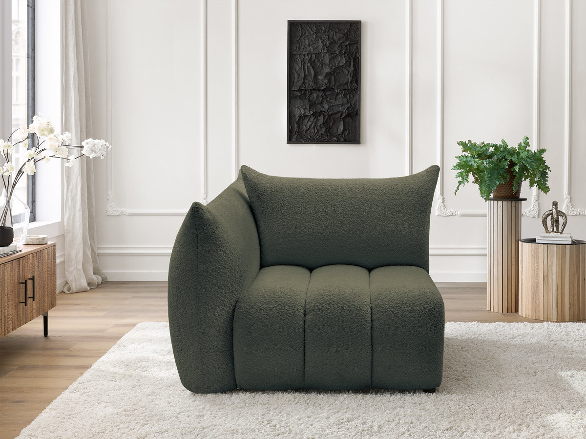 Chauffeuse 1 place avec accoudoir pour canapé modulable AZRA tissu bouclette