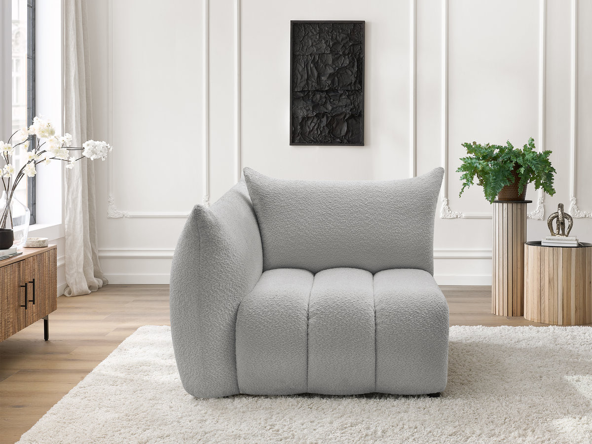 Chauffeuse 1 place avec accoudoir pour canapé modulable AZRA tissu bouclette