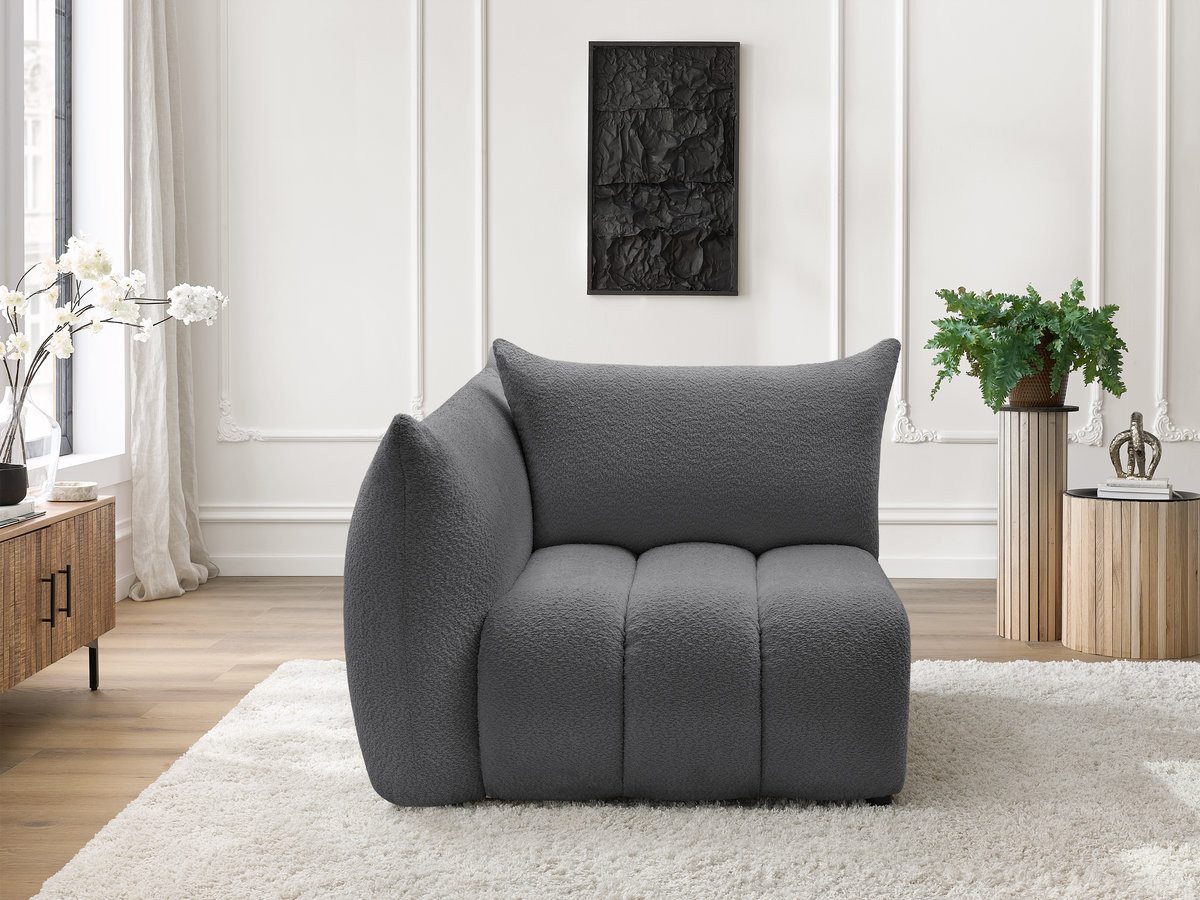 Chauffeuse 1 place avec accoudoir pour canapé modulable AZRA tissu bouclette