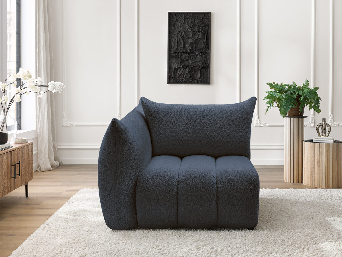 Chauffeuse 1 place avec accoudoir pour canapé modulable AZRA tissu bouclette