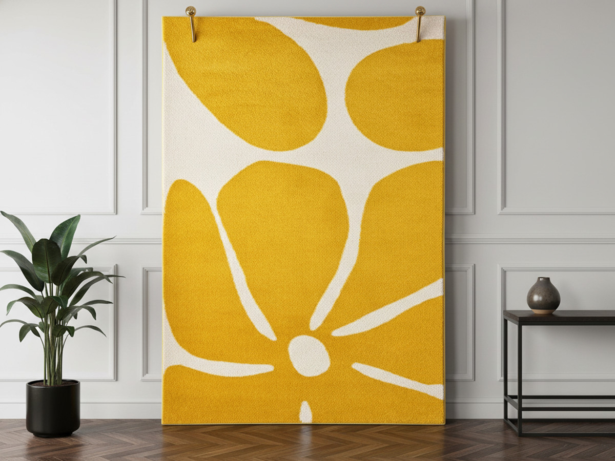 Tapis poils longs LYDIA motif floral