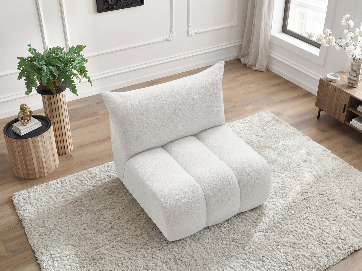 Chauffeuse 1 place sans accoudoir pour canapé modulable AZRA tissu bouclette