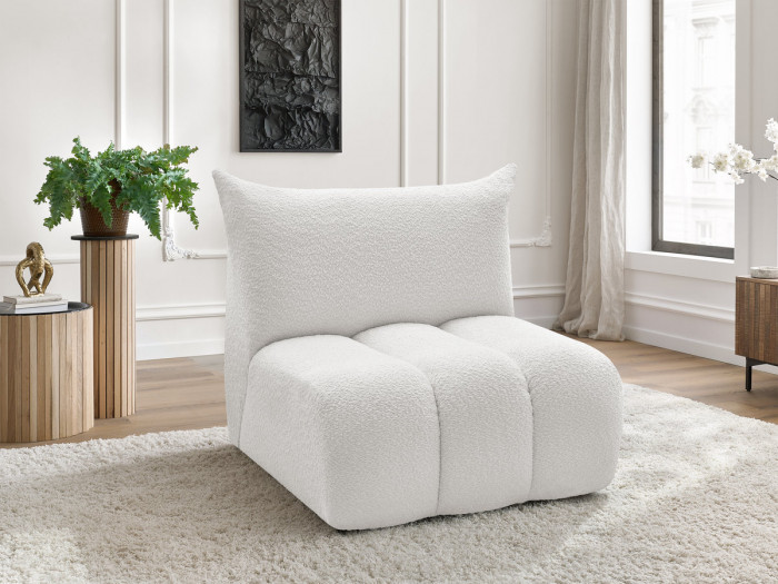 Chauffeuse 1 place sans accoudoir pour canapé modulable AZRA tissu bouclette