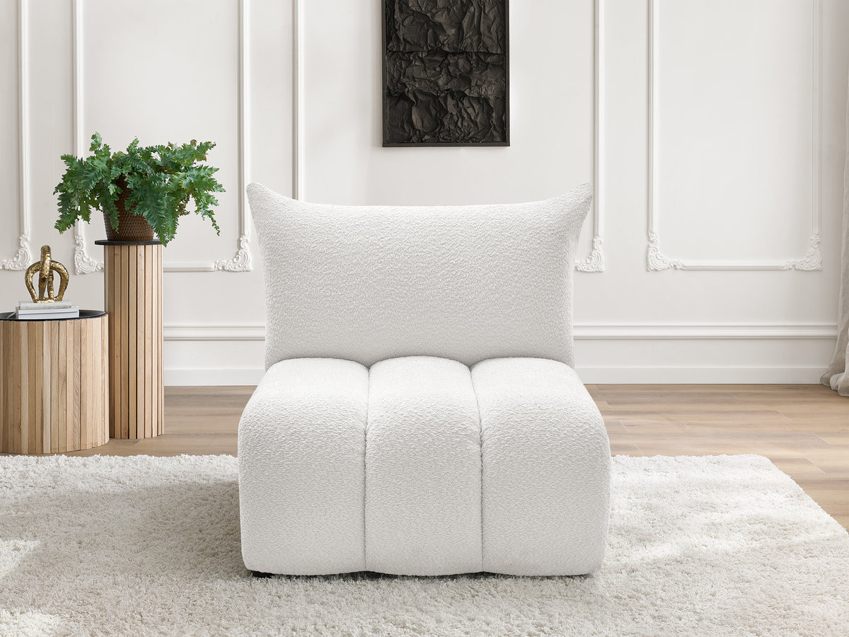 Chauffeuse 1 place sans accoudoir pour canapé modulable AZRA bouclette blanc — vue 4