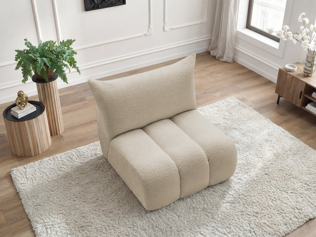 Chauffeuse 1 place sans accoudoir pour canapé modulable AZRA tissu bouclette