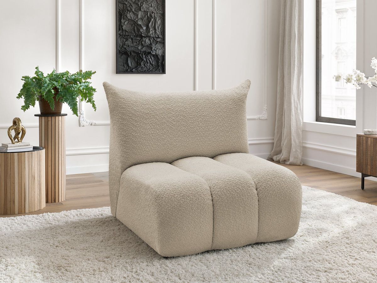 Chauffeuse 1 place sans accoudoir pour canapé modulable AZRA tissu bouclette