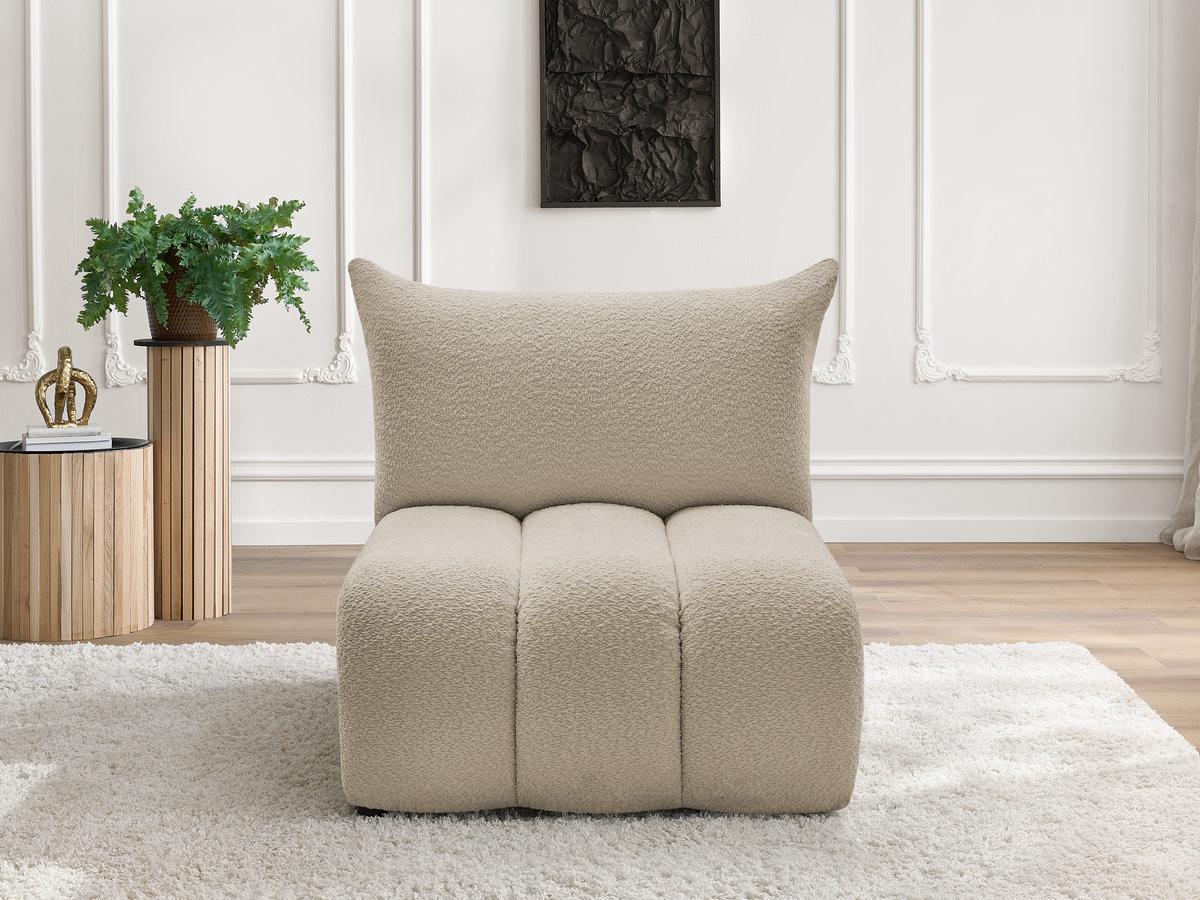 Chauffeuse 1 place sans accoudoir pour canapé modulable AZRA bouclette beige — vue 4