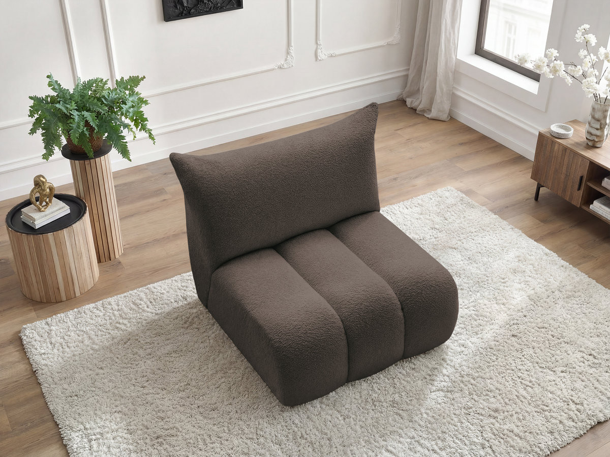 Chauffeuse 1 place sans accoudoir pour canapé modulable AZRA tissu bouclette