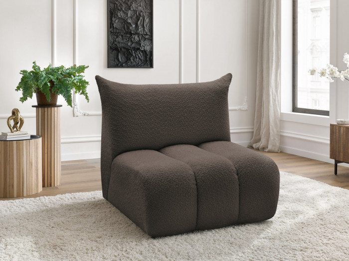 Chauffeuse 1 place sans accoudoir pour canapé modulable AZRA tissu bouclette