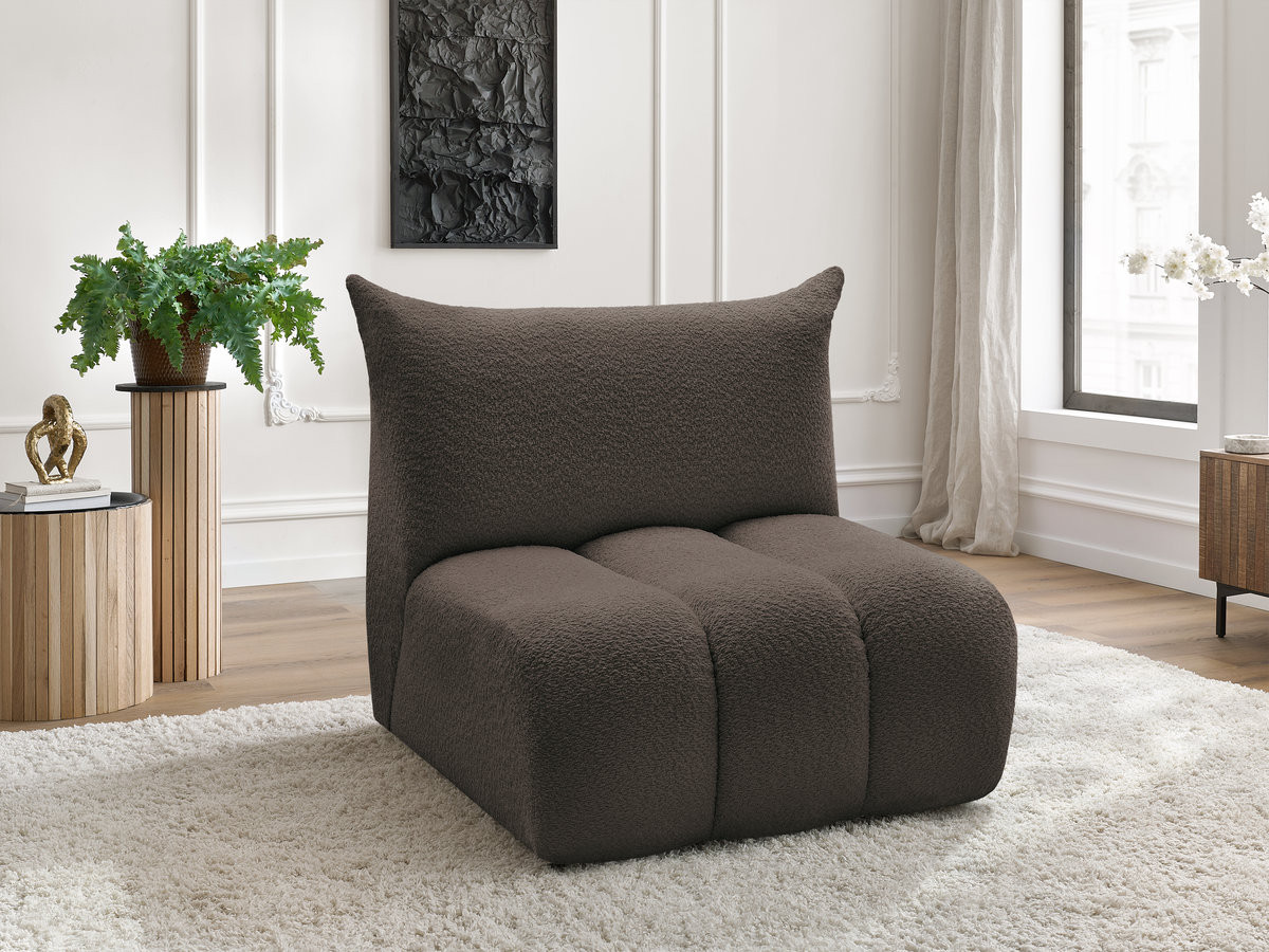 Chauffeuse 1 place sans accoudoir pour canapé modulable AZRA tissu bouclette