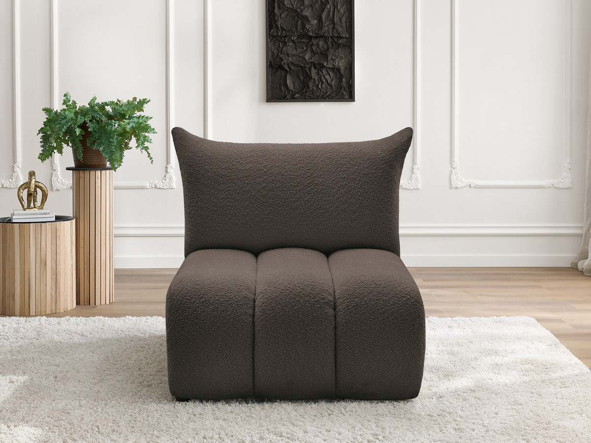 Chauffeuse 1 place sans accoudoir pour canapé modulable AZRA tissu bouclette