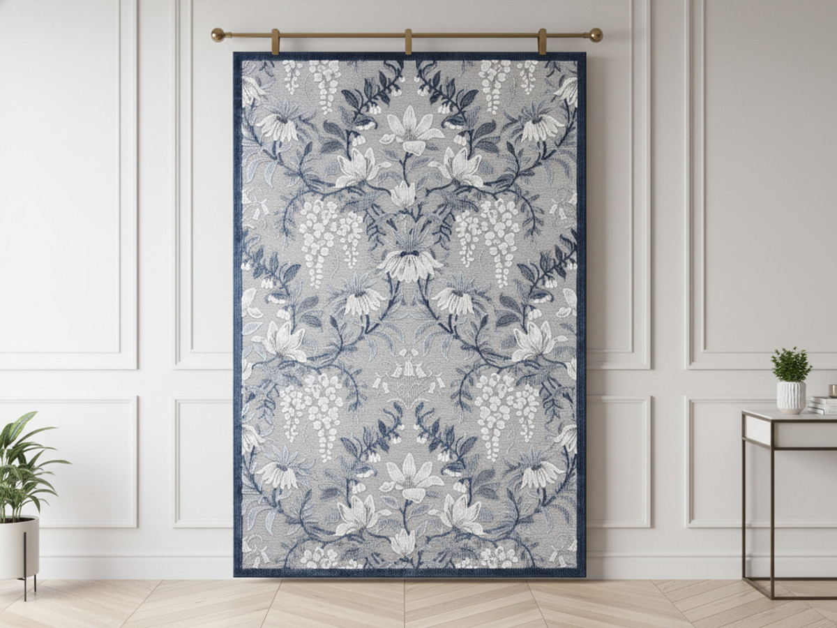 Tapis poils ras REBECCA motif vintage