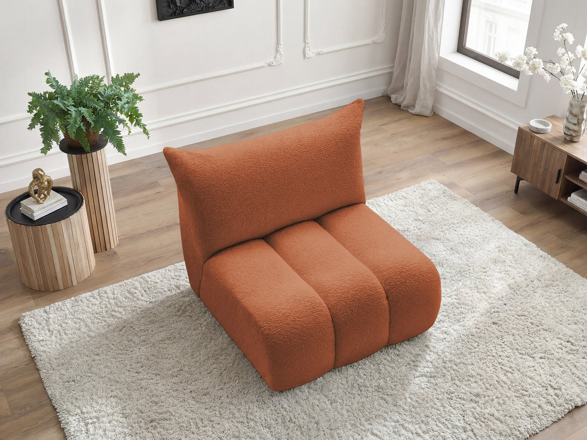 Chauffeuse 1 place sans accoudoir pour canapé modulable AZRA tissu bouclette