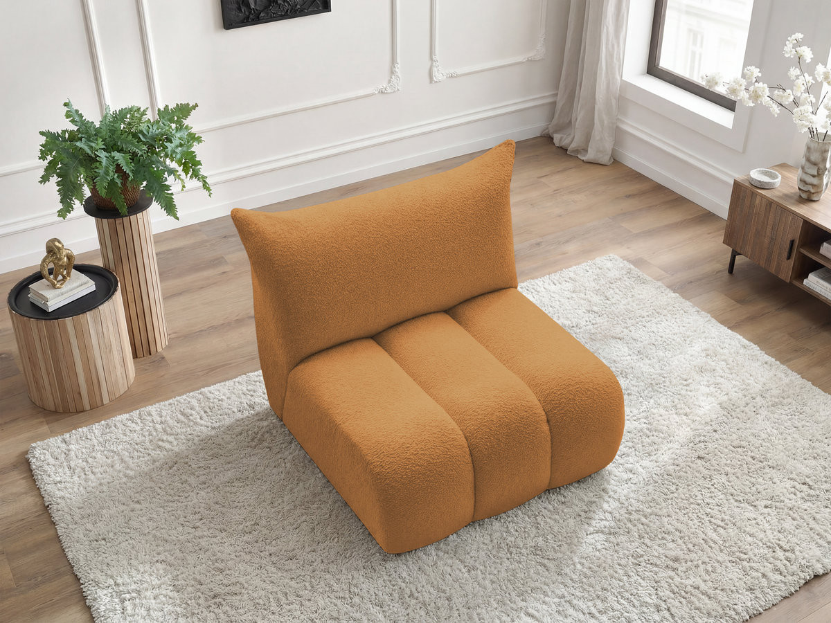 Chauffeuse 1 place sans accoudoir pour canapé modulable AZRA tissu bouclette