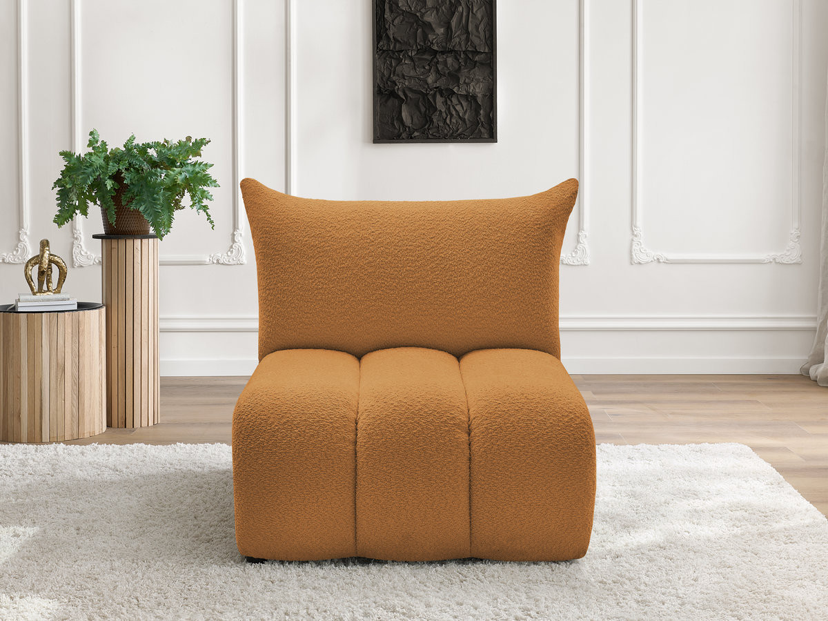 Chauffeuse 1 place sans accoudoir pour canapé modulable AZRA tissu bouclette