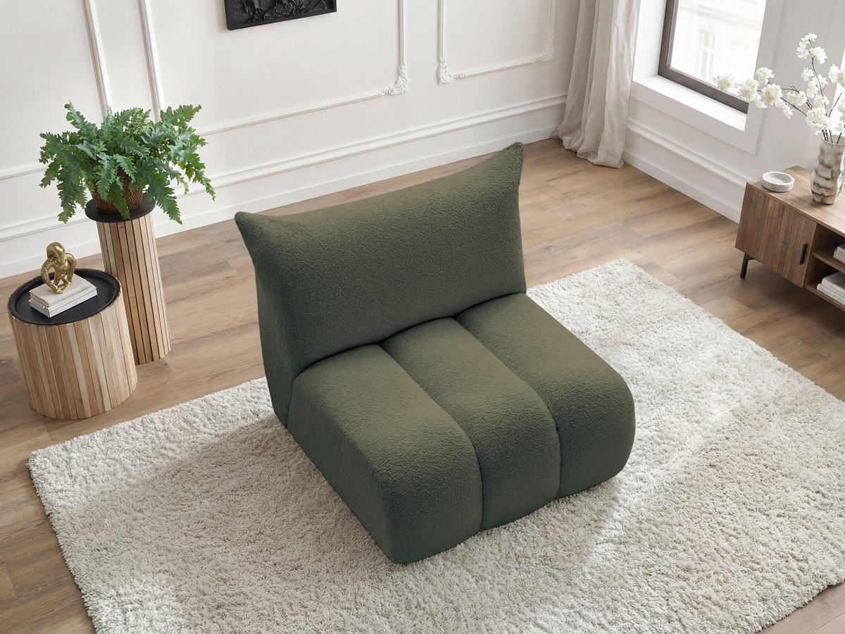 Chauffeuse 1 place sans accoudoir pour canapé modulable AZRA tissu bouclette