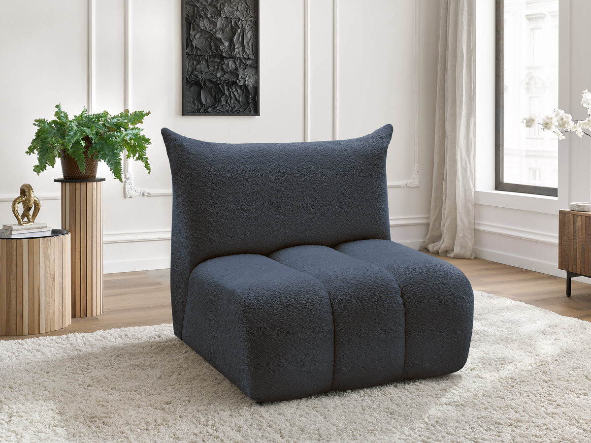 Chauffeuse 1 place sans accoudoir pour canapé modulable AZRA tissu bouclette