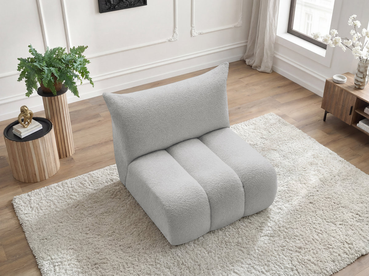 Chauffeuse 1 place sans accoudoir pour canapé modulable AZRA tissu bouclette