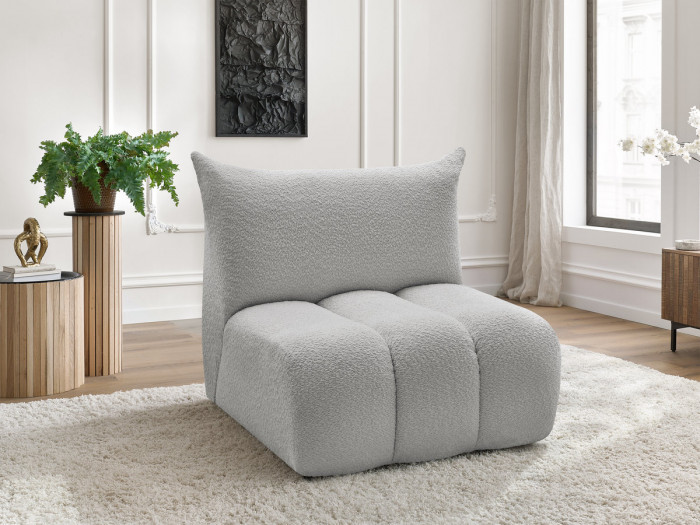 Chauffeuse 1 place sans accoudoir pour canapé modulable AZRA tissu bouclette