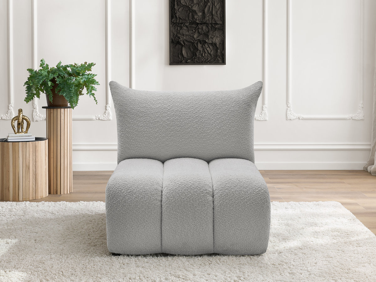 Chauffeuse 1 place sans accoudoir pour canapé modulable AZRA tissu bouclette