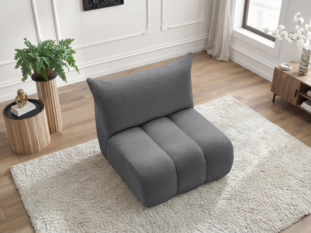 Chauffeuse 1 place sans accoudoir pour canapé modulable AZRA tissu bouclette