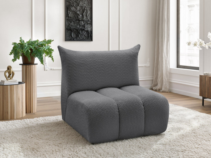 Chauffeuse 1 place sans accoudoir pour canapé modulable AZRA tissu bouclette