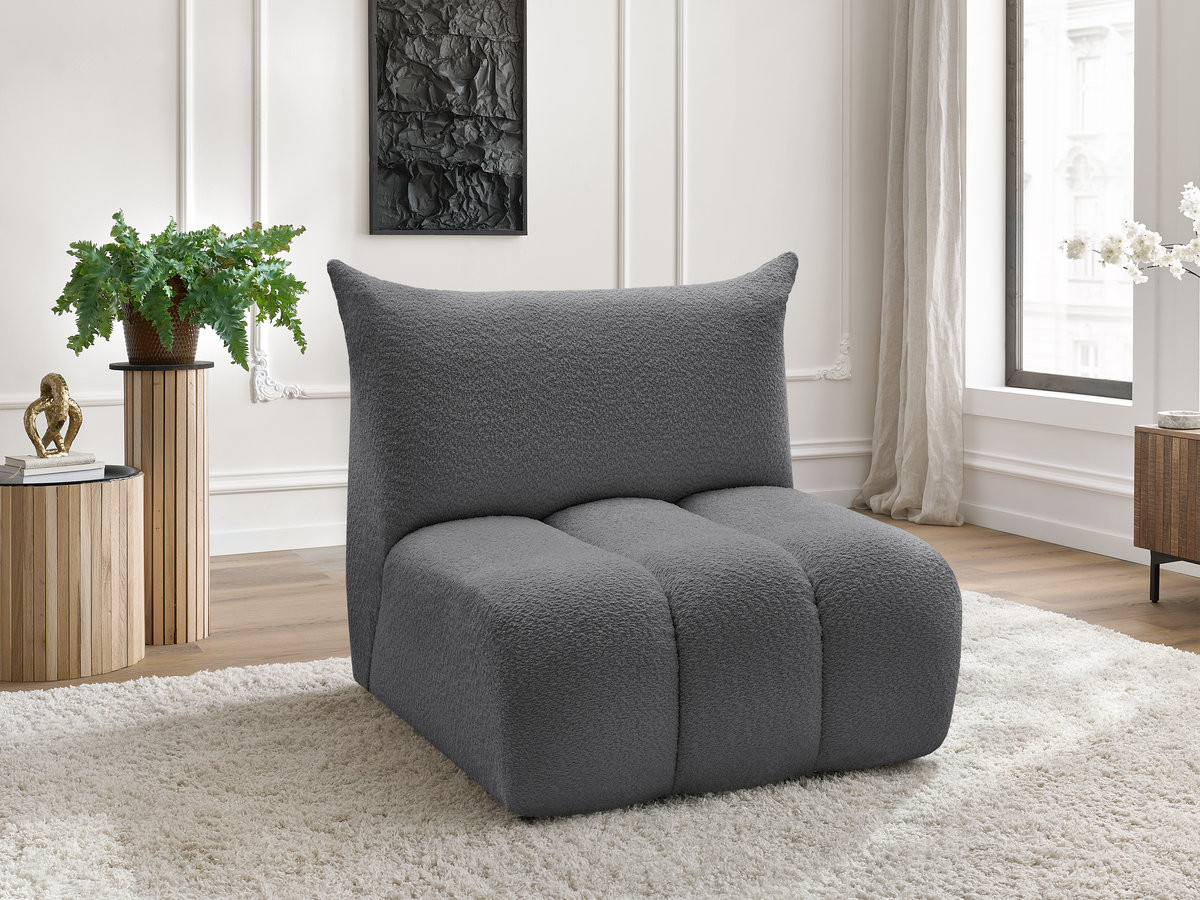 Chauffeuse 1 place sans accoudoir pour canapé modulable AZRA tissu bouclette