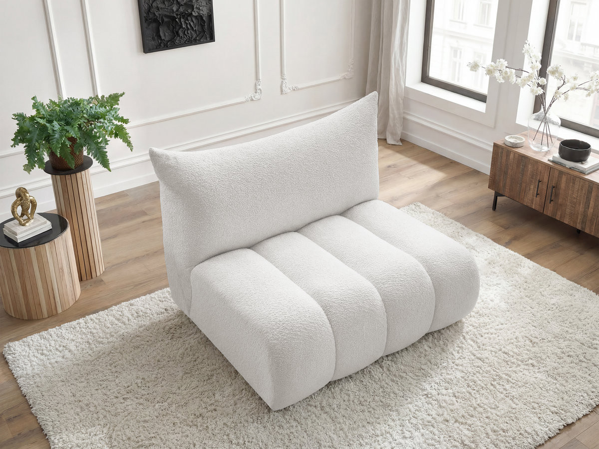 Chauffeuse 2 places sans accoudoir pour canapé modulable AZRA tissu bouclette