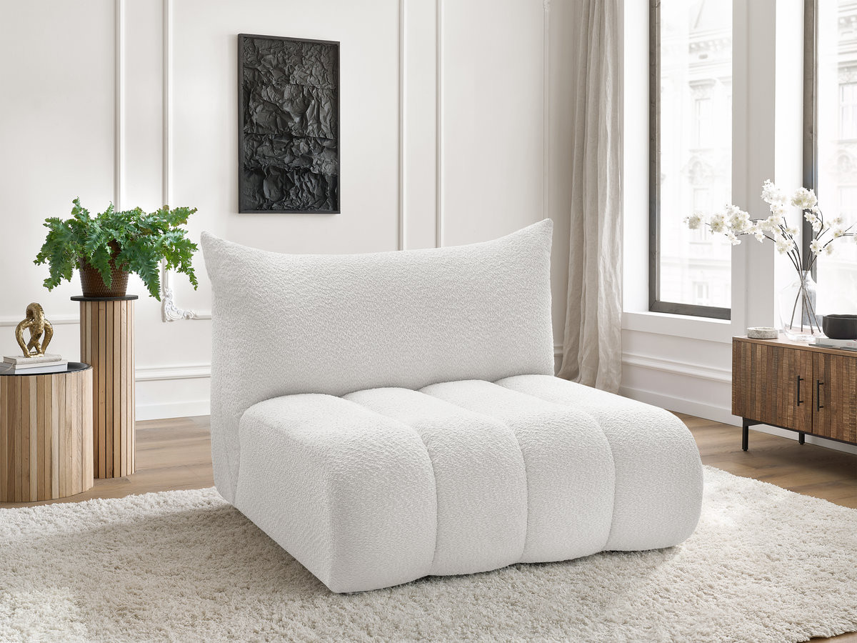 Chauffeuse 2 places sans accoudoir pour canapé modulable AZRA tissu bouclette