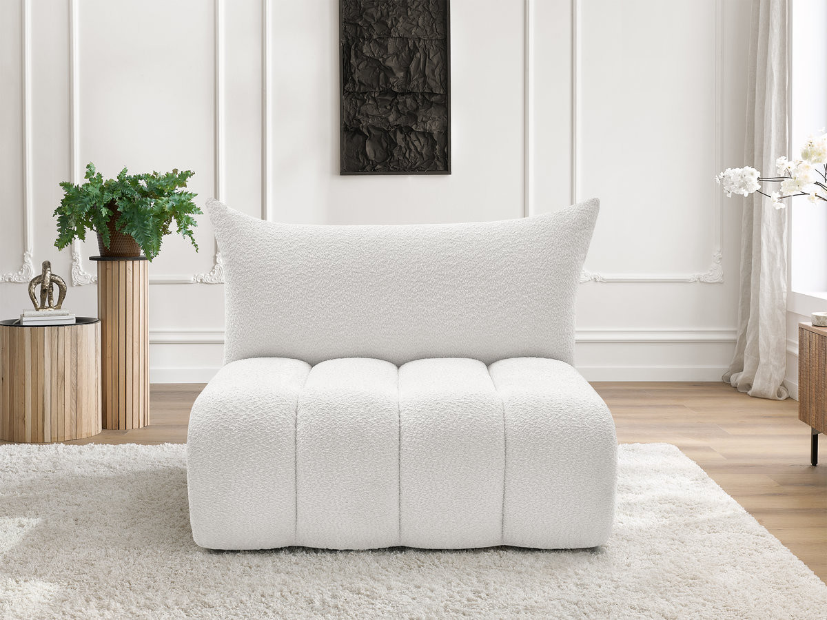 Chauffeuse 2 places sans accoudoir pour canapé modulable AZRA bouclette blanc — vue 5