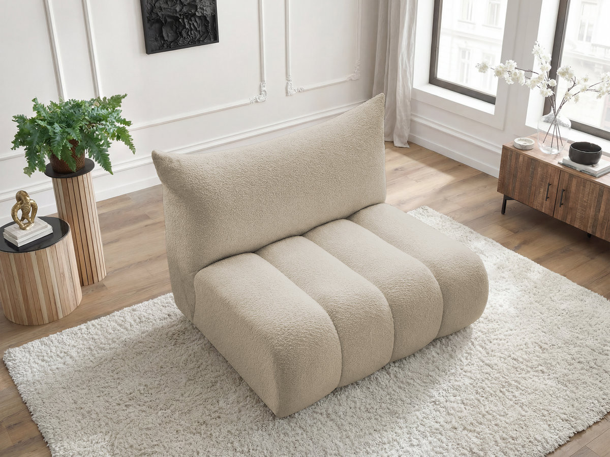 Chauffeuse 2 places sans accoudoir pour canapé modulable AZRA tissu bouclette