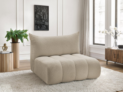 Chauffeuse 2 places sans accoudoir pour canapé modulable AZRA tissu bouclette