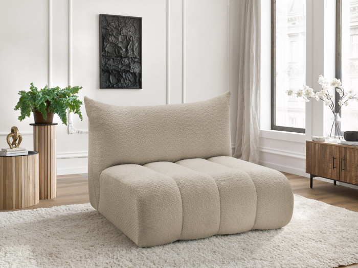 Chauffeuse 2 places sans accoudoir pour canapé modulable AZRA tissu bouclette