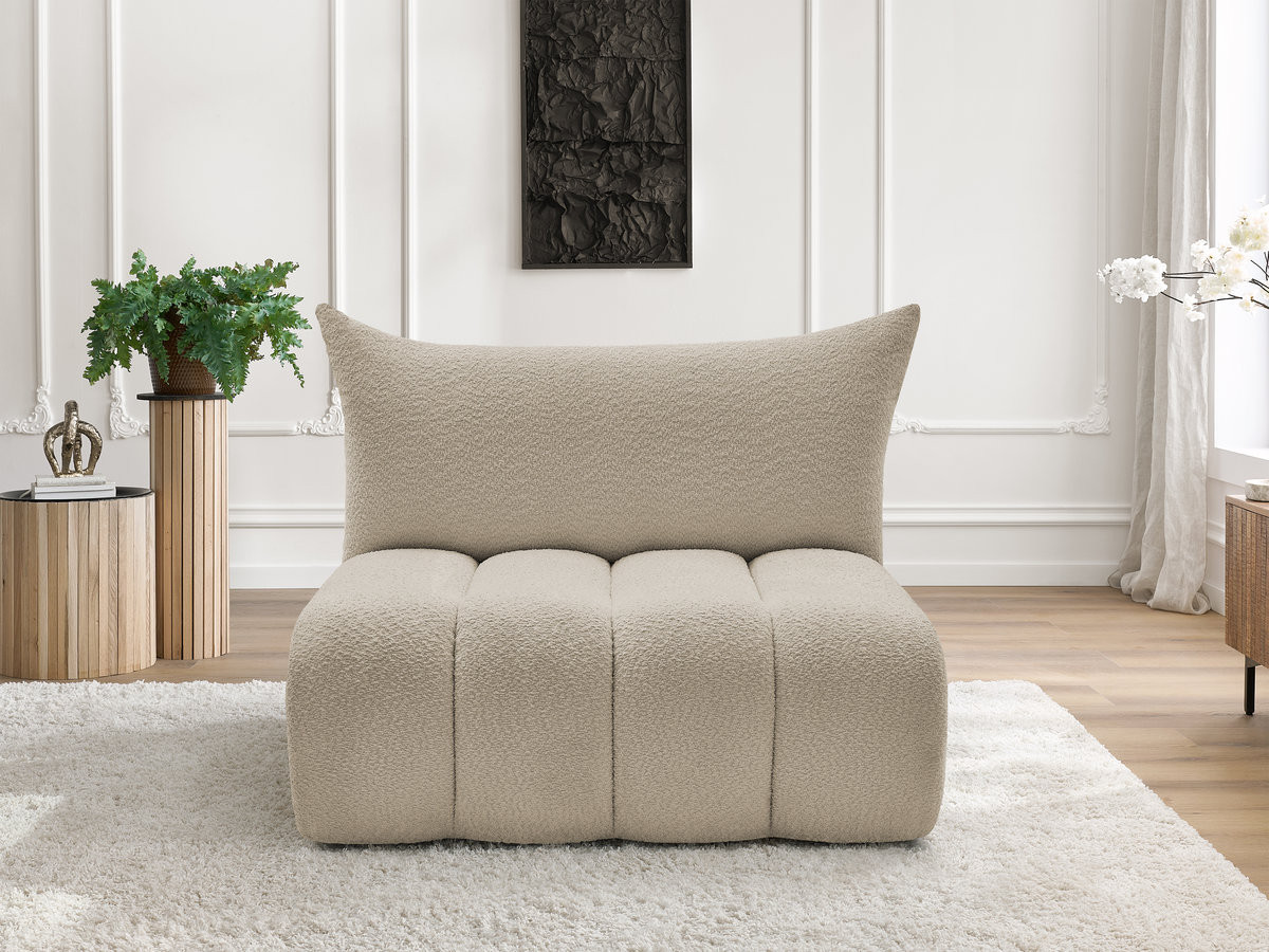 Chauffeuse 2 places sans accoudoir pour canapé modulable AZRA bouclette beige — vue 5