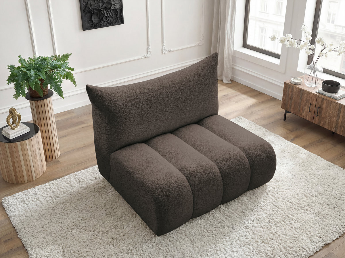 Chauffeuse 2 places sans accoudoir pour canapé modulable AZRA tissu bouclette