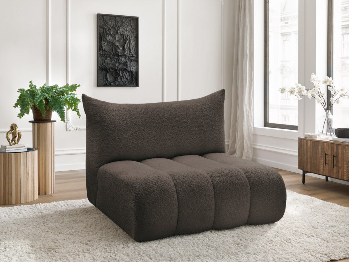 Chauffeuse 2 places sans accoudoir pour canapé modulable AZRA tissu bouclette