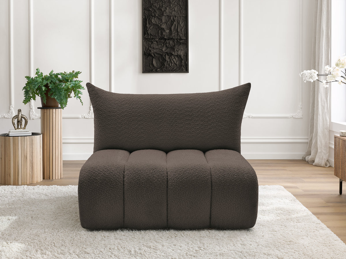 Chauffeuse 2 places sans accoudoir pour canapé modulable AZRA tissu bouclette