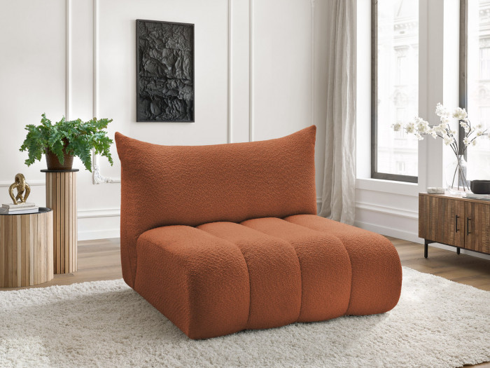 Chauffeuse 2 places sans accoudoir pour canapé modulable AZRA tissu bouclette