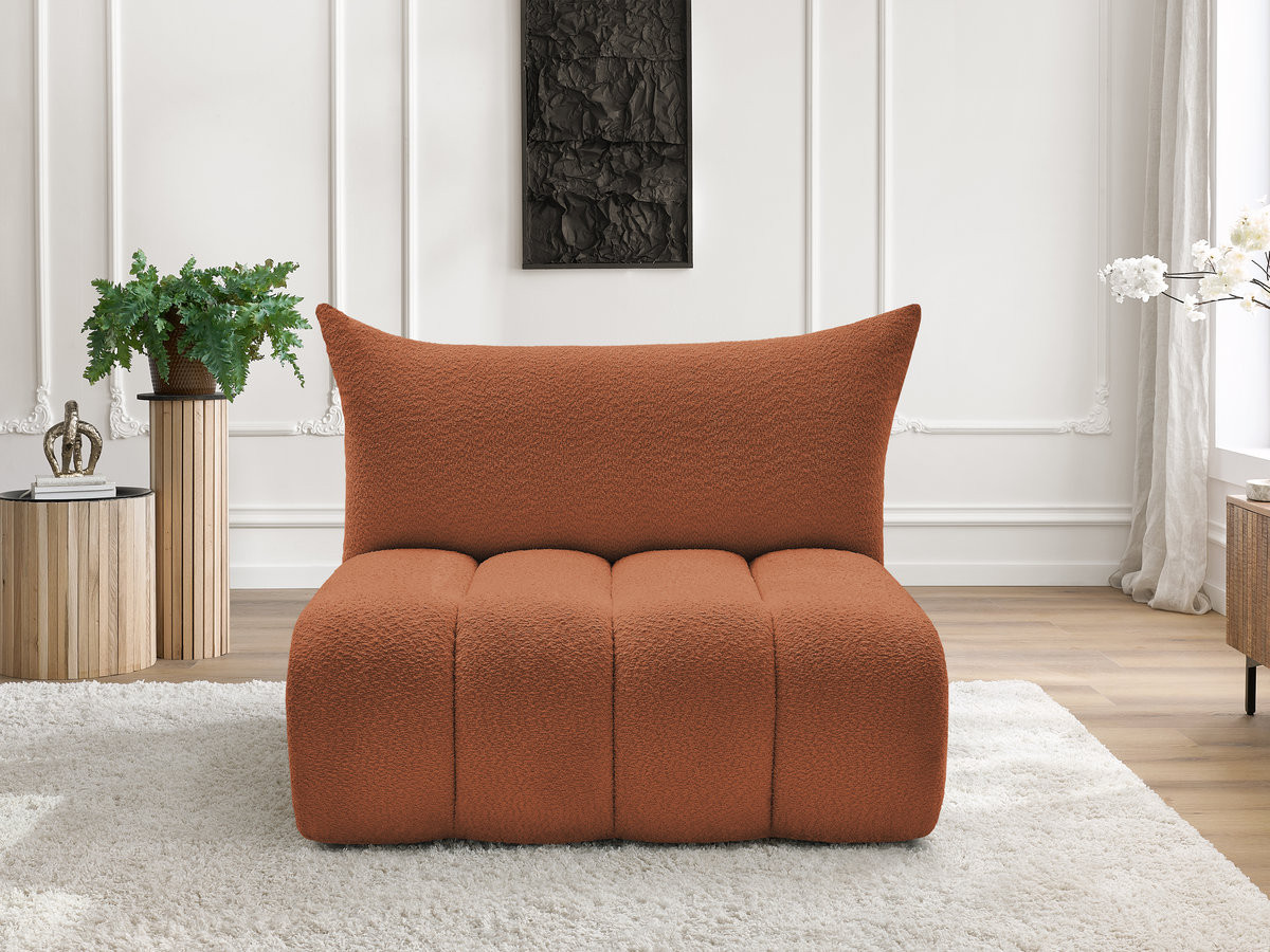 Chauffeuse 2 places sans accoudoir pour canapé modulable AZRA tissu bouclette