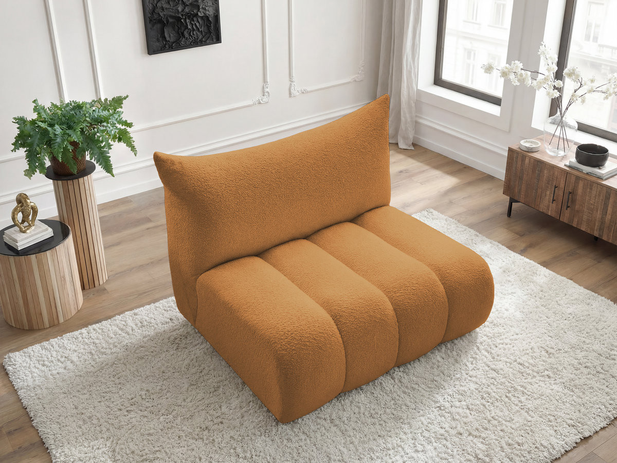 Chauffeuse 2 places sans accoudoir pour canapé modulable AZRA tissu bouclette