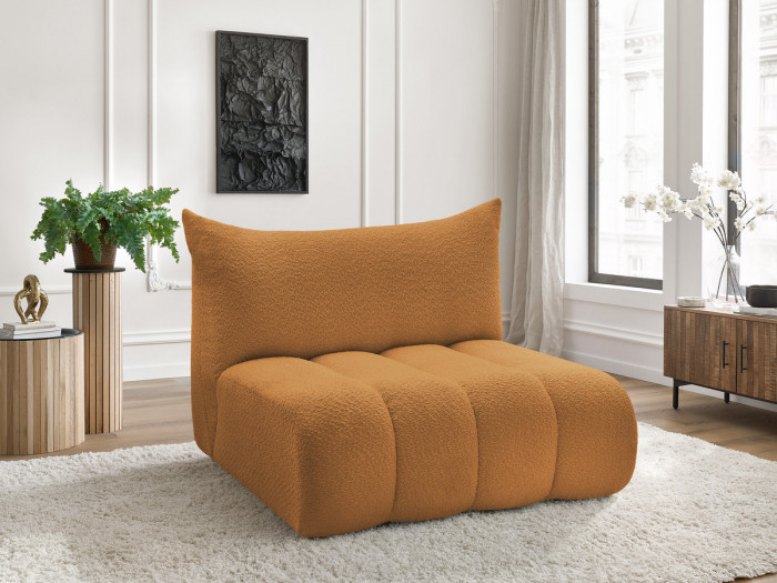 Chauffeuse 2 places sans accoudoir pour canapé modulable AZRA tissu bouclette