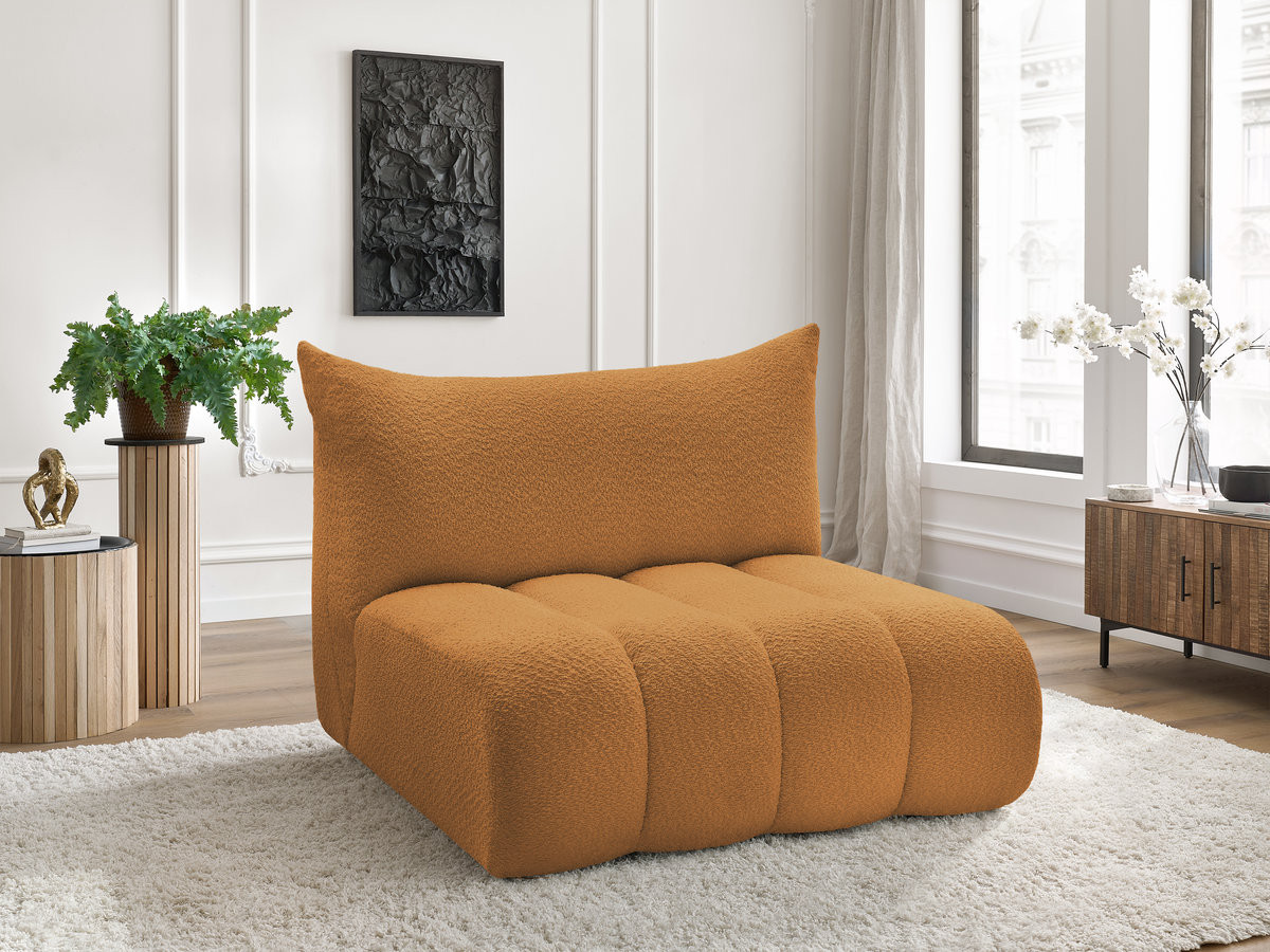 Chauffeuse 2 places sans accoudoir pour canapé modulable AZRA tissu bouclette